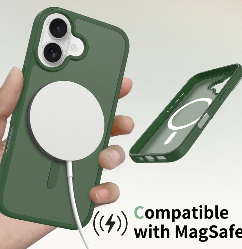 جراب MagSafe المغناطيسي لهاتف iPhone 16Plus، 【حماية كاملة ضد الصدمات】ظهر شفاف غير لامع - Image 4